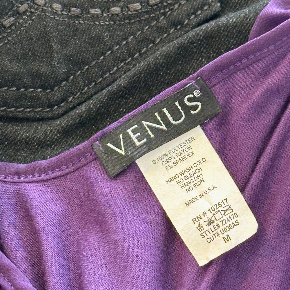 VENUS Purple Asymmetrical Flutter Sleeve Blouse - Picture 2 of 4